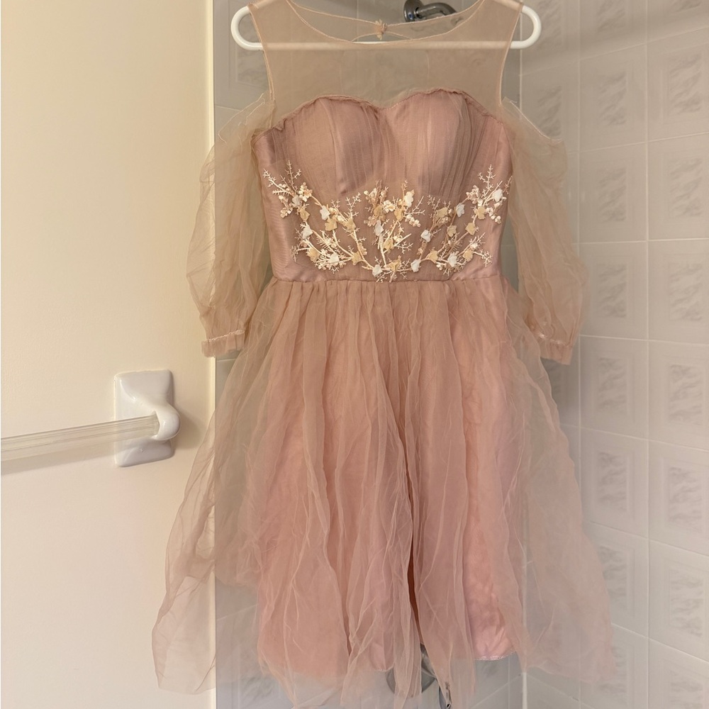 Wedding bridesmaid pink dress